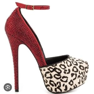 Steve Madden Deeny Red and Leopard Print Women's High Heel Shoes